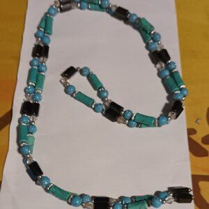 MAGNETIC THERAPY HEMATITE TURQUOISE NECKLACE/BRACELET